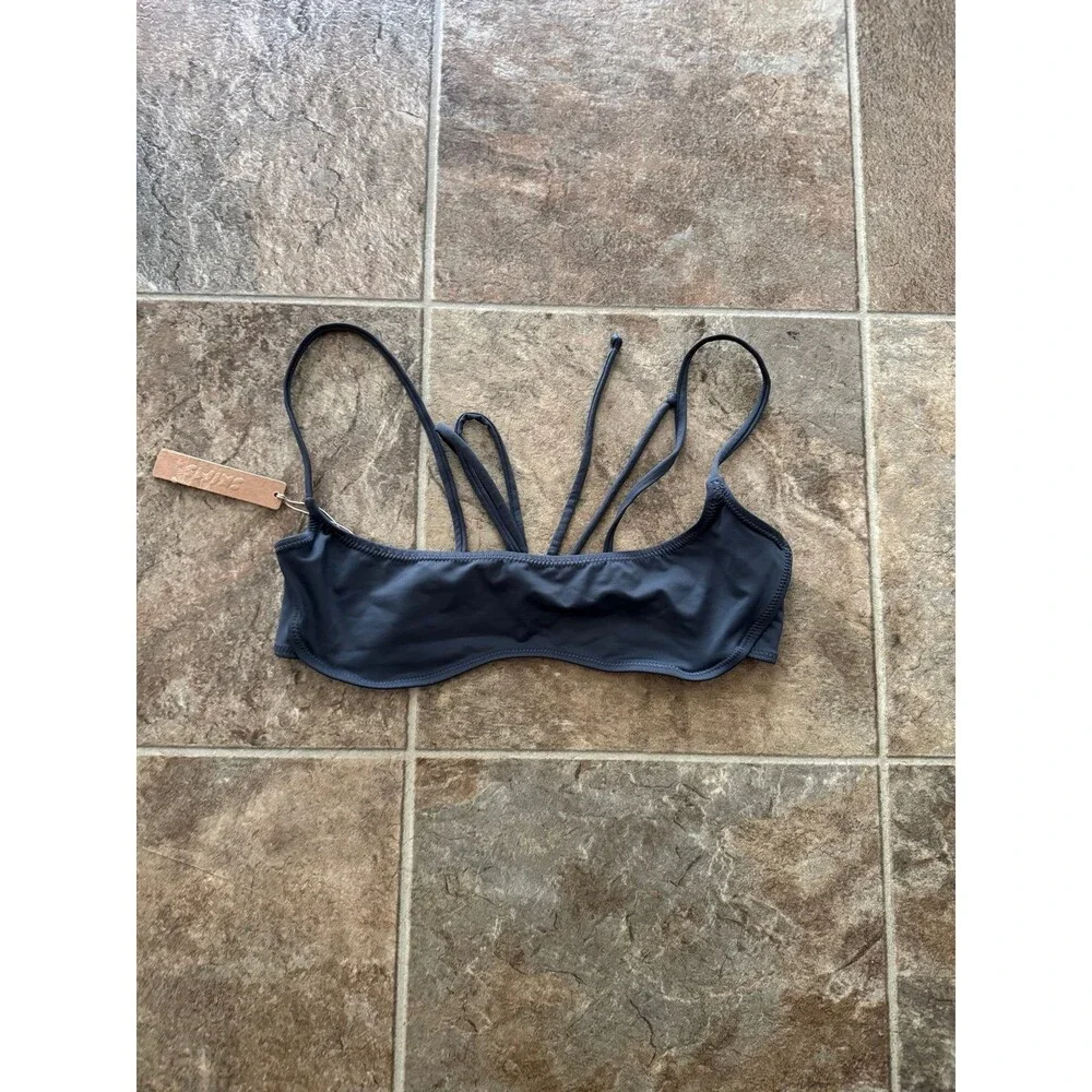Skims Signature Swim Micro Scoop Bikini Top Gunmetal Size XL